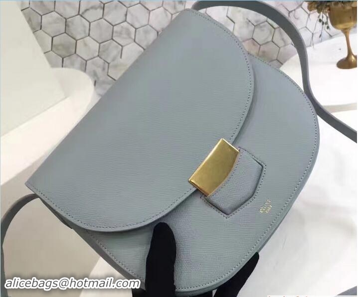 Unique Celine Grained Calfskin Compact Trotteur Shoulder Bag 72108 Baby Blue