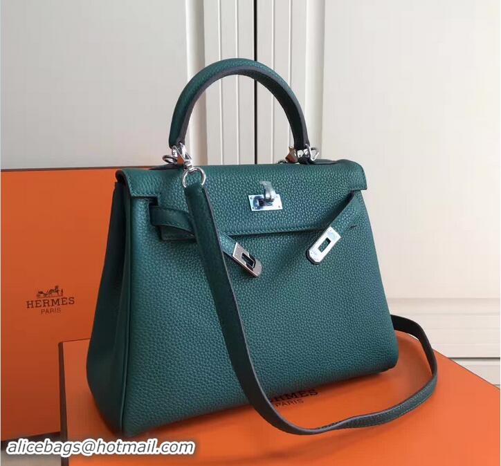 Good Quality Hermes Kelly 25cm In Original Calfskin Leather Bag 72201 Ice Green