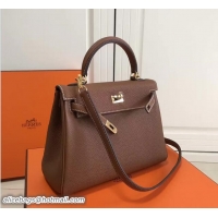 Discount Hermes Kelly 25cm In Original Calfskin Leather Bag 72201 Khaki