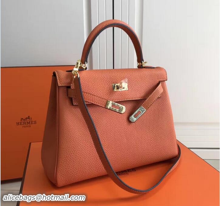 Shop Cheap Hermes Kelly 25cm In Original Calfskin Leather Bag 72201 Orange