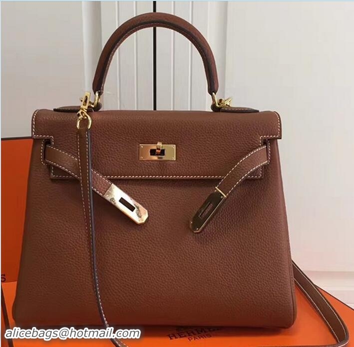 Discount Fashion Hermes Kelly 28CM Bag In Togo Leather With Gold Hardware 72302 Brown