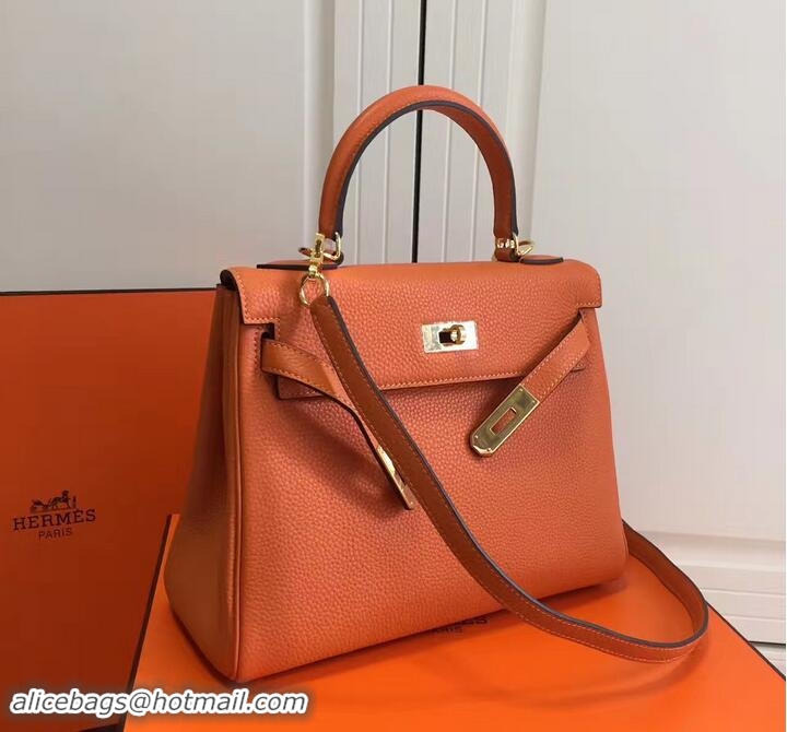 Sumptuous Hermes Kelly 28CM Bag In Togo Leather With Gold Hardware 72302 Orange