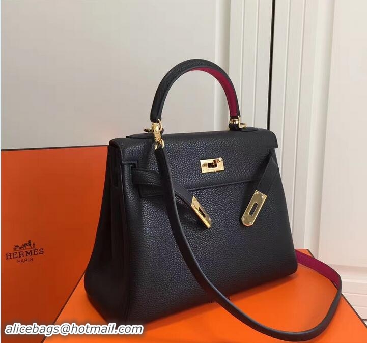 Charming Hermes Kelly 28CM Bag In Togo Leather With Gold Hardware 72302 Black