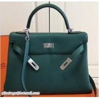 Top Design Hermes Kelly 28CM Bag In Togo Leather With Gold Hardware 72302 Ocean Green