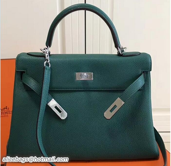 Top Design Hermes Kelly 28CM Bag In Togo Leather With Gold Hardware 72302 Ocean Green