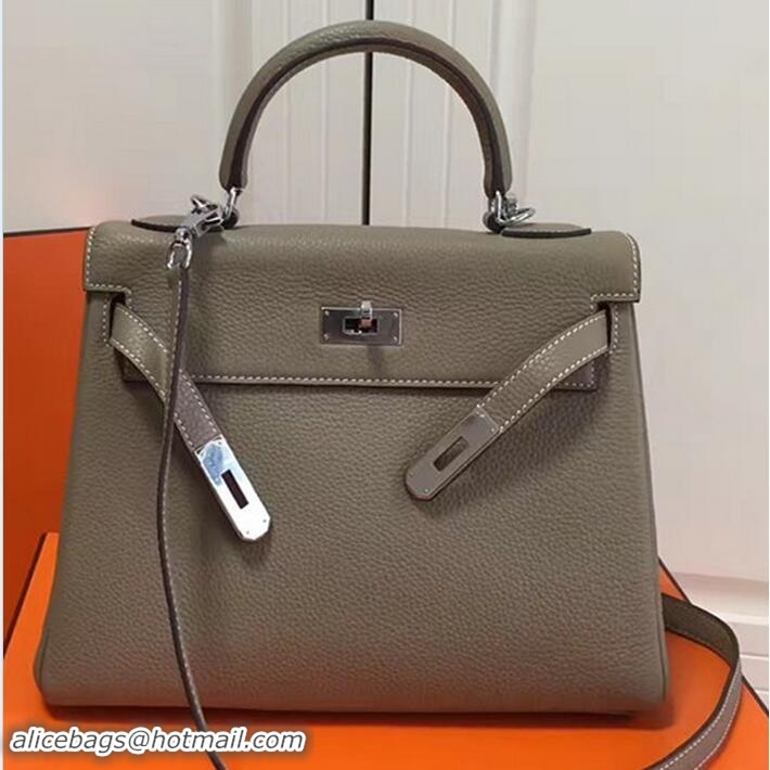 Luxury Cheap Hermes Kelly 28CM Bag In Togo Leather With Sliver Hardware 72302 Grey