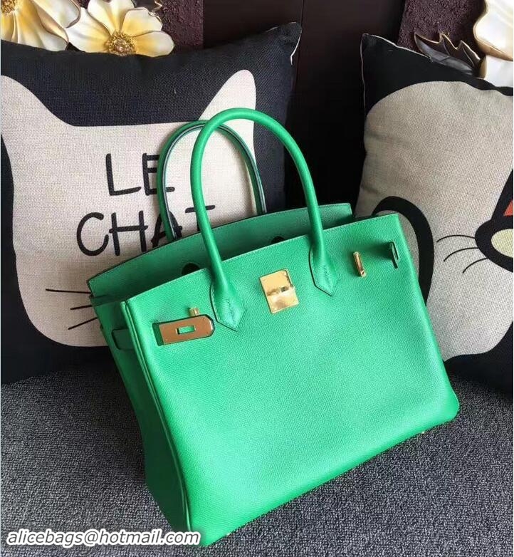 Stylish Hermes Birkin 30 Bag In Original Epsom Leather With Gold/Silver Hardware 72306 Green