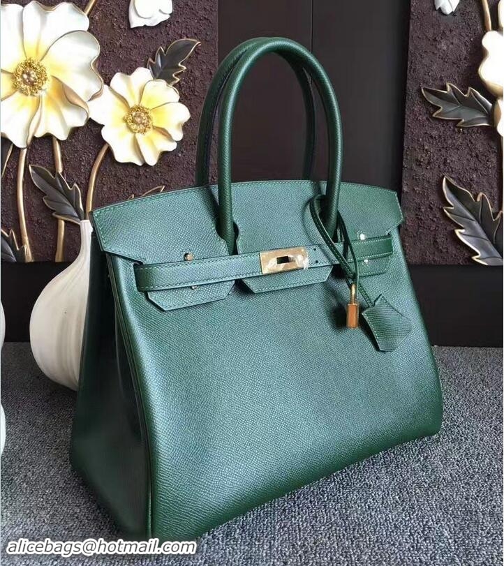 Low Price Hermes Birkin 30 Bag In Original Epsom Leather With Gold/Silver Hardware 72306 Dark Green