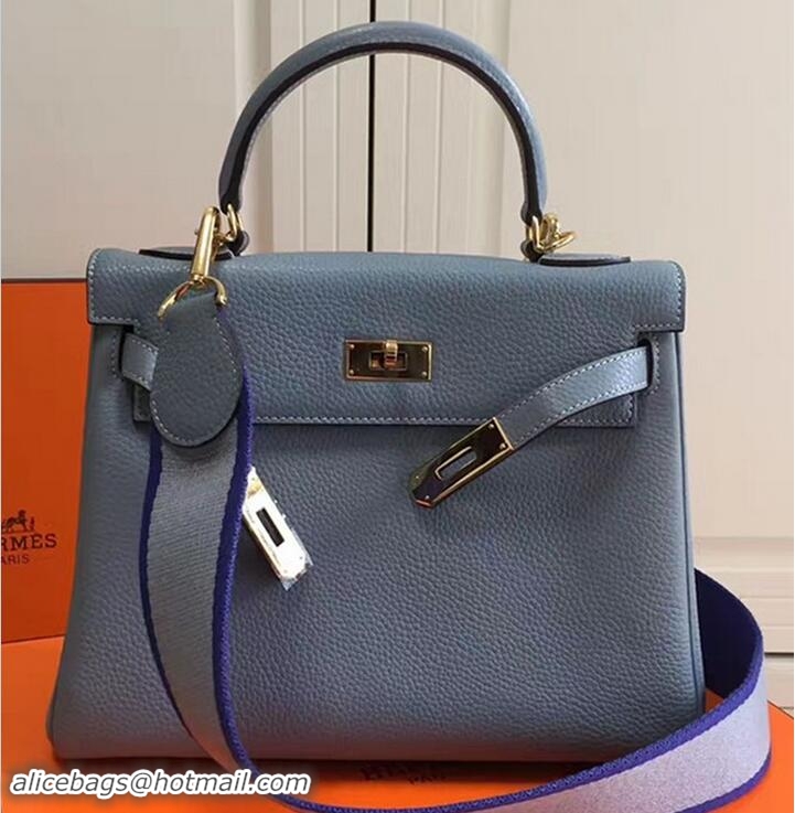 Luxury Hermes Kelly 28 Togo Leather With Amazon Strap Bag 72304 Pale Blue