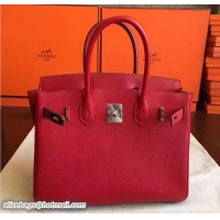 Most Popular Hermes Birkin 30 Bag In Original Epsom Leather With Gold/Silver Hardware 72306 Red