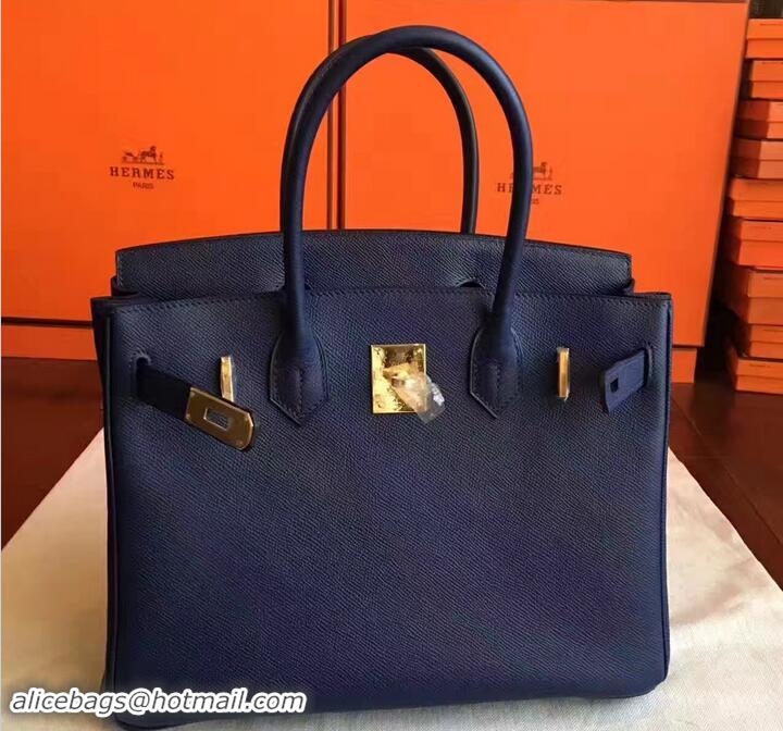 Grade Quality Hermes Birkin 30 Bag In Original Epsom Leather With Gold/Silver Hardware 72306 Dark Purple