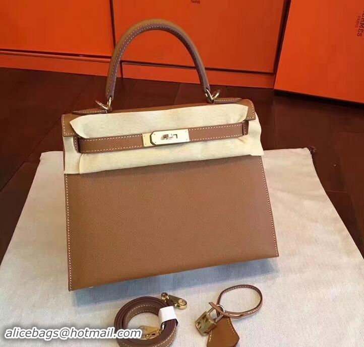 Good Looking Hermes Kelly 28CM Bag In Original Epsom Leather With Gold/Silver Hardware 72308 Brown