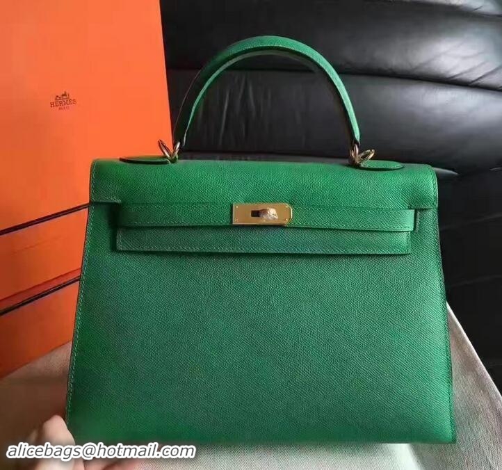 Fashion Luxury Hermes Kelly 28CM Bag In Original Epsom Leather With Gold/Silver Hardware 72308 Green