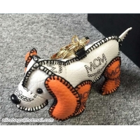 Fashion Luxury MCM Visetos Signature Dog Bag Charm White/Orange 81005