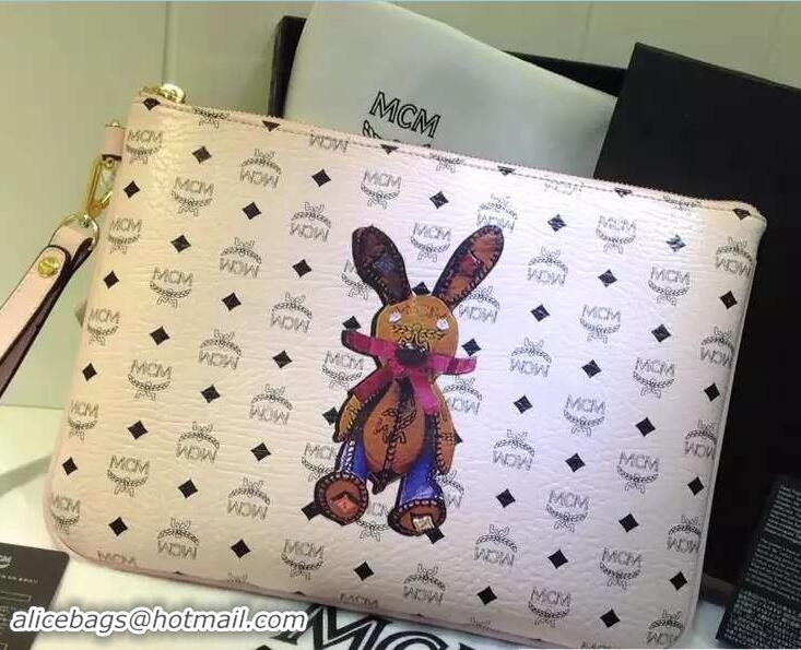 Popular Style MCM Rabbit Ipad Pouch Clutch Bag 81010 Pale Pink