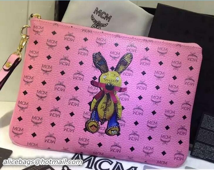 Sumptuous MCM Rabbit Ipad Pouch Clutch Bag 81010 Pink