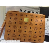 Discount MCM Stark Ipad Pouch Clutch Bag with Wristlet 81035 Cognac