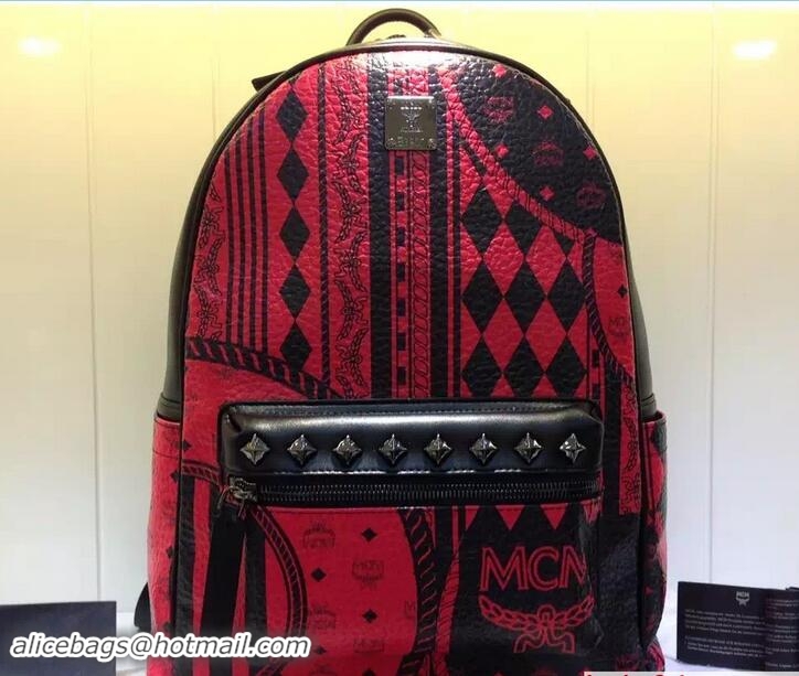 Unique Style MCM Stark Baroque Print Backpack Bag 81031 Red