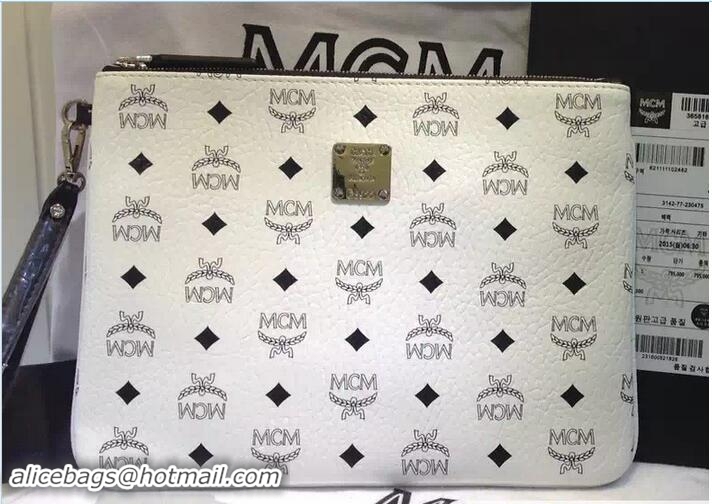 Sophisticated MCM Stark Ipad Pouch Clutch Bag with Wristlet 81035 White