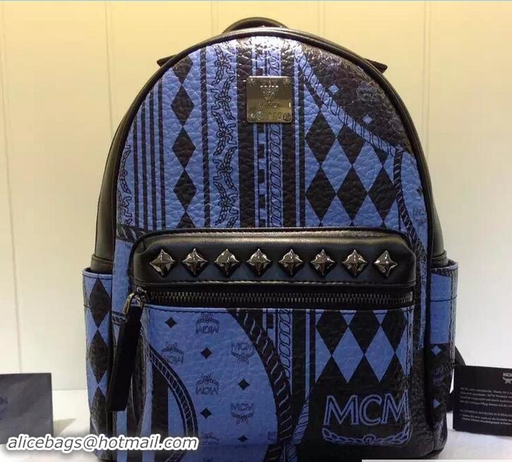 1:1 MCM Stark Baroque Print Backpack Bag 81033 Blue