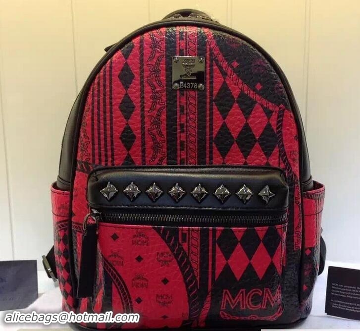 Luxury MCM Stark Baroque Print Backpack Bag 81033 Red