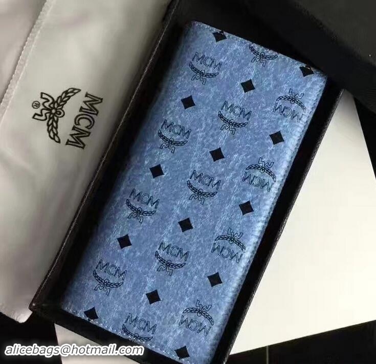 Best Price MCM Visetos Printed Claus Long Two Fold Wallet 81107 Blue