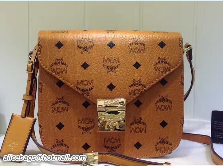 Duplicate MCM Small Patricia Crossbody Shoulder Bag Visetos 81103 Cognac