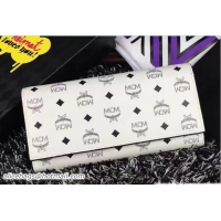 Sumptuous MCM Visetos Printed Claus Long Two Fold Wallet 81109 White