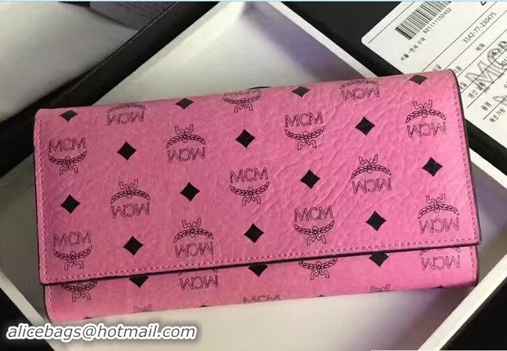 Fashion MCM Visetos Printed Claus Long Two Fold Wallet 81109 Pink