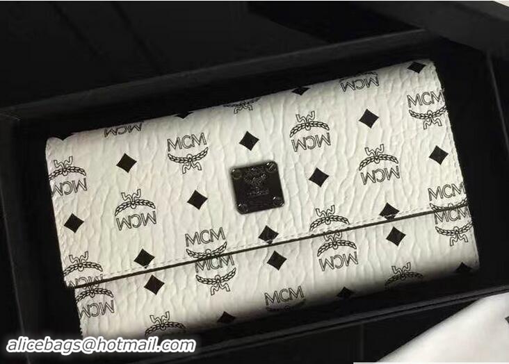 Fashion MCM Color Visetos Tri-fold Large Wallet 81112 White