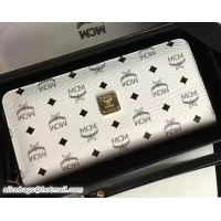 Good Looking MCM Color Visetos Zip Around Large Wallet 81123 White