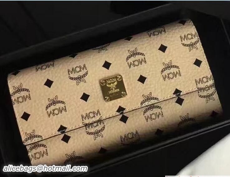 Sumptuous MCM Color Visetos Tri-fold Large Wallet 81112 Beige