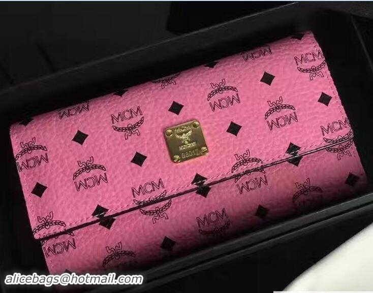 Grade MCM Color Visetos Tri-fold Large Wallet 81112 Pink