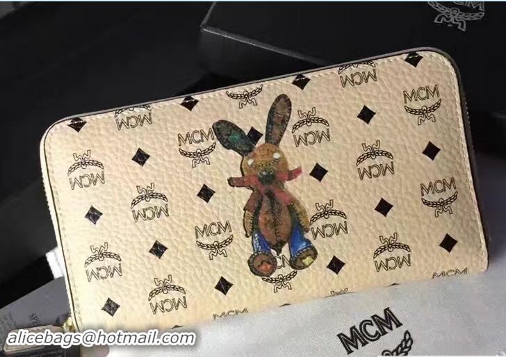 Crafted MCM Rabbit Color Visetos Zip Around Large Wallet 81201 Beige