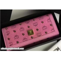 Famous MCM Studded Color Visetos Tri-fold Large Wallet 81114 Pink