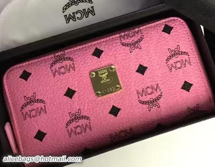 Best MCM Heritage Zip Around Large Wallet 81127 Pink