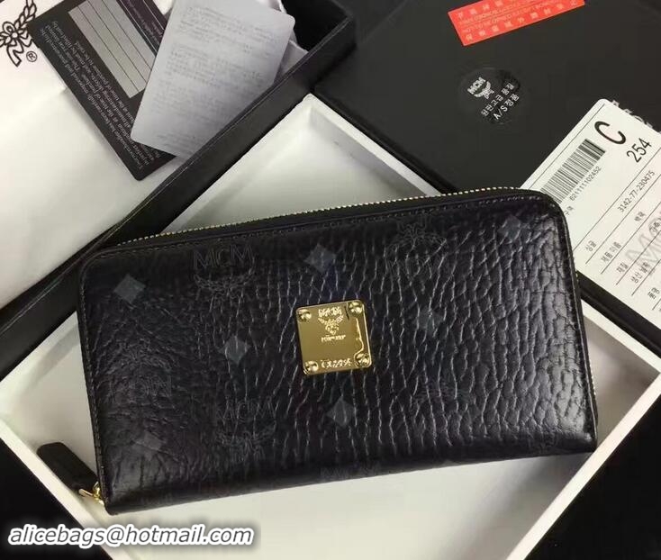 Top Quality MCM Heritage Zip Around Large Wallet 81127 Black