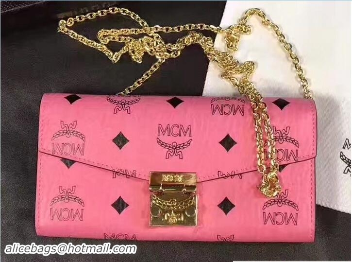 Purchase MCM Large Patricia Visetos Two Fold Wallet With Chain 81218 Pink