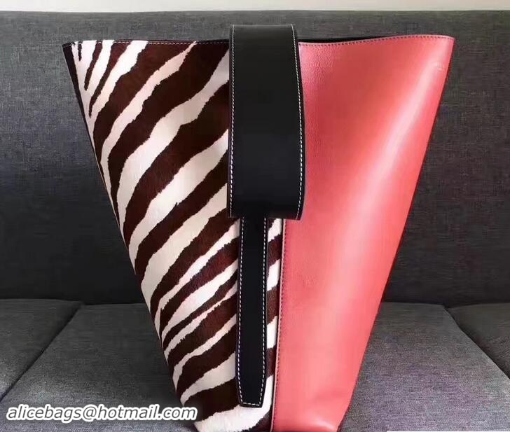 Good Quality Celine Shiny Smooth Calfskin/Zebra Small Twisted Cabas Bag Rouge 81312