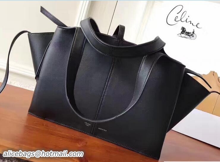 Sumptuous Celine Small Tri-Fold Shoulder Bag Black 81318