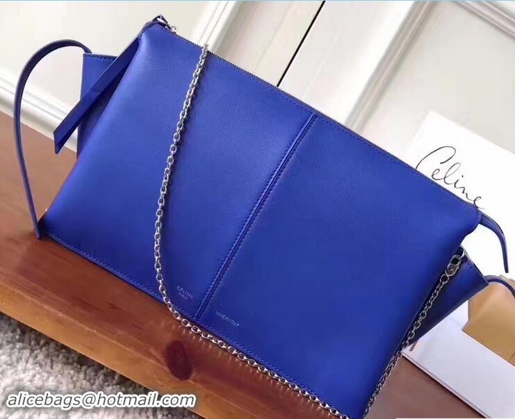 Perfect Celine Tri-Fold Clutch on Chain Shoulder Bag Blue 81322