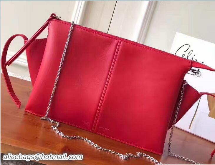 Good Quality Celine Tri-Fold Clutch on Chain Shoulder Bag Red 81322