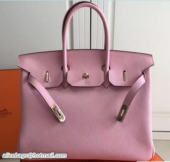 Shop Duplicate Hermes Clemence Leather Birkin 25cm Bag 81505 Pink with Gold Hardware