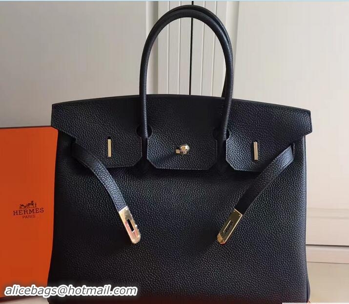 Charming Hermes Clemence Leather Birkin 25cm Bag 81505 Black/Fuchsia with Gold Hardware