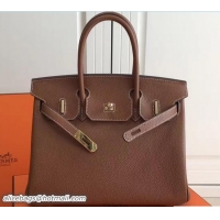 Classic Specials Hermes Clemence Leather Birkin 25cm Bag 81505 Khaki with Gold Hardware