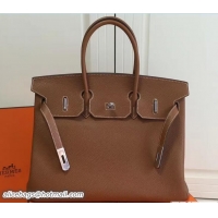 Hot Style Hermes Clemence Leather Birkin 25cm Bag 81505 Khaki with Silver Hardware