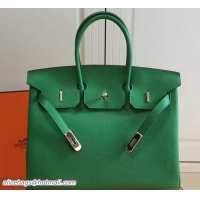 Stylish Hermes Clemence Leather Birkin 25cm Bag 81505 Green with Gold Hardware