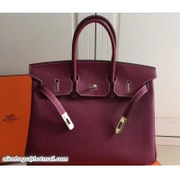 Purchase Hermes Clemence Leather Birkin 25cm Bag 81505 Purple with Gold Hardware