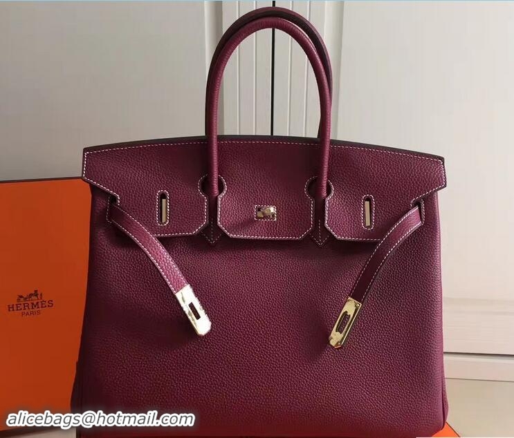 Purchase Hermes Clemence Leather Birkin 25cm Bag 81505 Purple with Gold Hardware