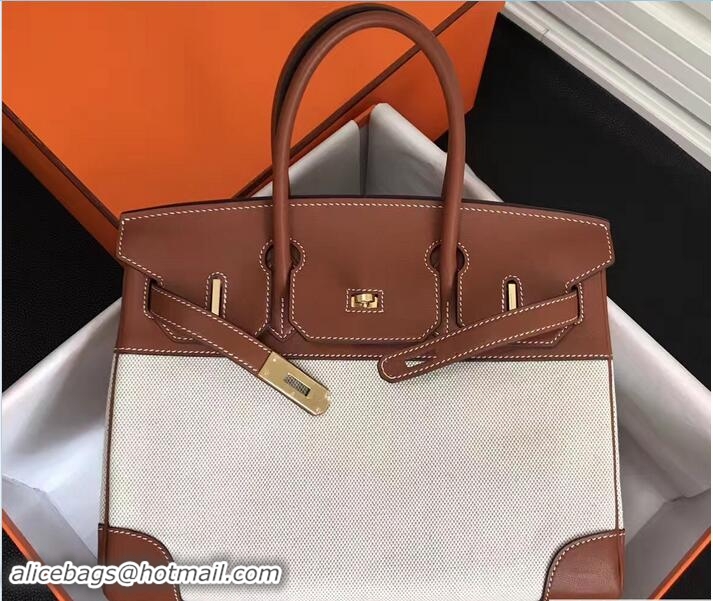 Stylish Hermes Swift Leather/Canvas Birkin 30cm Bag 81507